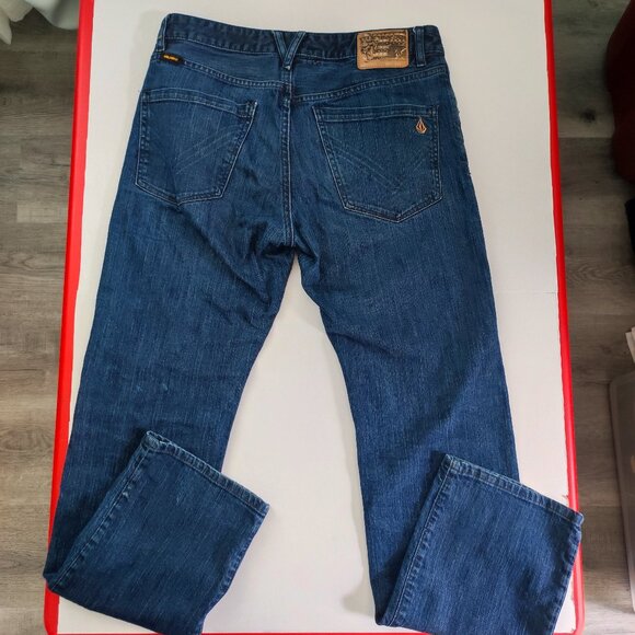 Volcom Kinkade jeans men's size 32 rinsed indigo classic straight fit stretch - Picture 3 of 16